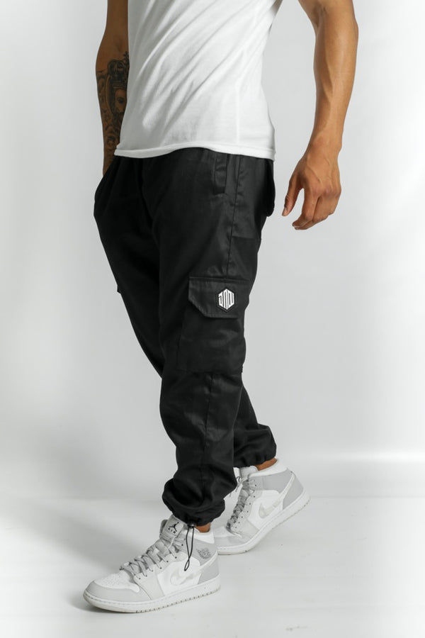DNE LOGO LIGHT CARGO PANTS - BLACK